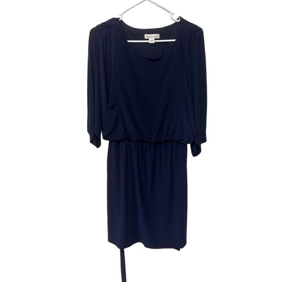 Coldwater Creek Dolman Sleeve Ruched Tie Waist Blouson Dress Navy Blue Size 10 - Picture 7 of 14